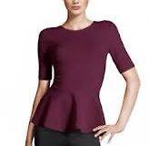 Trend New Fall Burgundy Peplum Top shirt Scuba Fabric  Eur 38 Only 