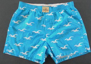MENS HOLLISTER CAL DUDES SEAGULL TURQUOISE BOXER SHORTS SIZE S