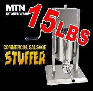 New MTN 15 Lbs Stainless Steel Commercial Sausage Hotdog Meat Stuffer 