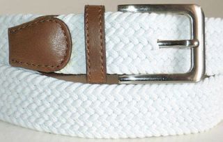 WHITE HEAVY DUTY Braided Elastic Stretch Belt XLARGE 42 44 Silver 