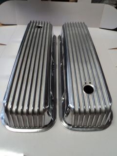 BBC FINNED TALL POLISHED ALUMINUM VALVE COVERS FITS BB CHEVY 396 427 