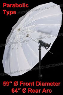 59/64 150/162cm (Diameter/Arc) White Parabolic Type Umbrella   Zone 3