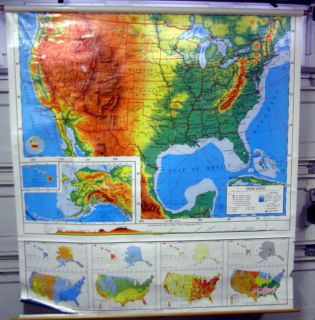 Vintage NYSTROM * HUGE School WALL MAP   UNITED STATES    #4