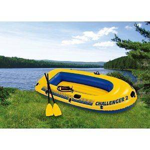 Intex Challenger 2 Inflatable Raft Boat with Oars and Pump