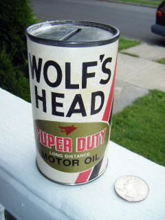 Wolfs Head motor oil can still bank Oil city Pa. Mint condition 1940 
