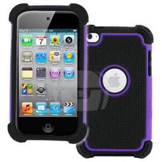 Purple and Black Armor High Shock Protective Back Cover Case for iPod 