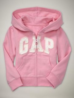   GAP Sparkled Arch Logo Hoodie Sweatshirt Activewear Classic Pink NEW