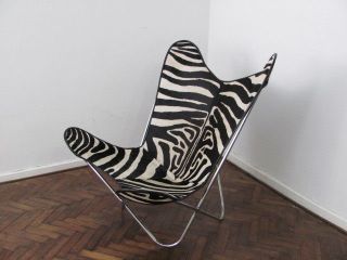 Zebra Cowhide Leather BKF Butterfly Chair