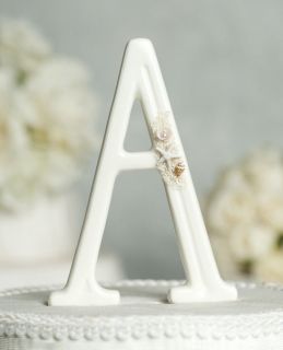 Porcelain Beach Monogram Letter Wedding Cake Topper