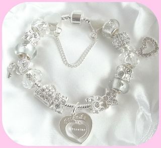 NEW SPARKLING SILVER CHARM BRACELET FRIENDS FOREVER GIFT/BOXED 13TH 
