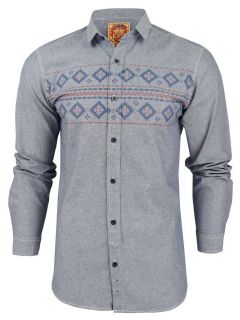   Laundry Aztec Nordic Long Sleeved Shirt Carlito Chambray Denim Blue