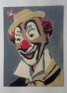 VINTAGE PAINT BY NUMBER CLOWN PAINTING 8 x 6
