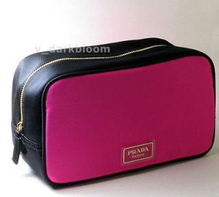 PRADA CANDY PARFUM Pink Black SATIN COSMETIC BAG MAKEUP CASE NEW