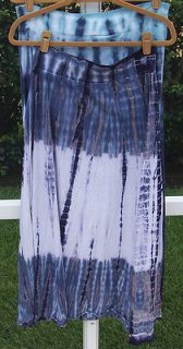 TRYST NAVY GRAY OR TEAL BLUE TIE DYE 100% COTTON A LINE LONG EASY CARE 