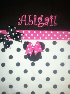 Monogram Personalized Polka dot Minnie Mouse diaper bag blk/wht/pink