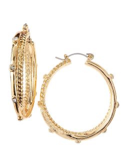 Graziano Golden Twisted Rhinestone Hoop Earrings