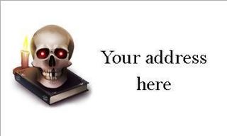   stickers address labels tags   skull book candle halloween