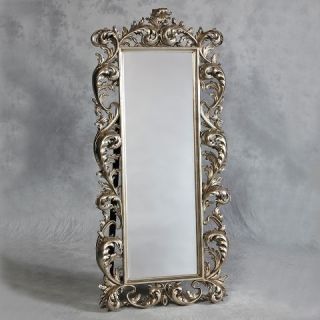   LARGE FRENCH CHATEAU ANTIQUE SILVER FREE STANDING FULL LENGTH MIRROR