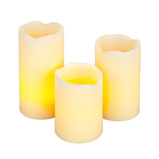 Lilys Home Flameless Ivory Pillar Candles, Set of 3