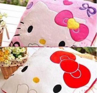 HELLOKITTY BOW STUFFED PLUSH EMBROIDED CUSHION BED ROOM DECOR GIFT 