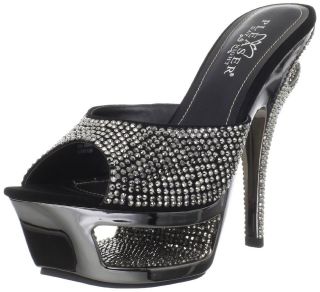 PLEASER Day & Night New Black Platform Diamond Studs Rock Heels Shoes 