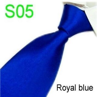   New formal wedding groom Solid Mens Silk Tie Royal blue Necktie S05