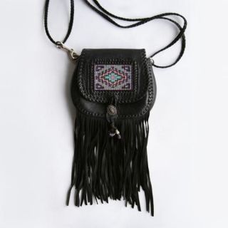   BEADED FRINGED BAG Leather Navajo Cross Body Beadwork Messenger