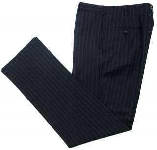   Highest Quality Navy Blue Stripe Super 130s Wool Pants 37 NWT $795
