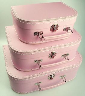 Childrens Mini Nesting Suitcase Set Kids Storage Cases Pale Pink