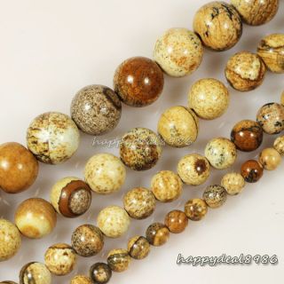 Natural Picture Jasper Gemstone Round Ball Loose Beads 15.5 4mm,6mm 
