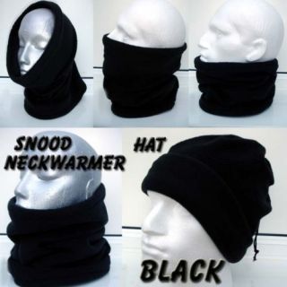   BLACK Fleece Snood Football Neck Ear Warmer Headband Hat Gaitor Beanie