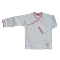 Sckoon Organic Cotton Kimono Layette Top with Pink Trim In 0 3 mo. or 