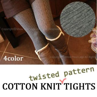 COTTON CABLE KNIT TIGHTS Warm Pantyhose WInter Opaque