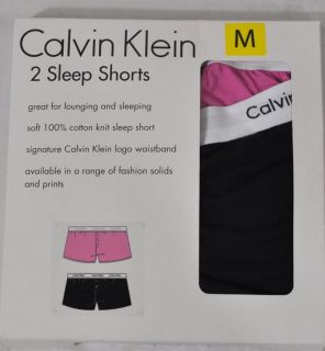   Calvin Klein Womens 2 Pair Cotton Knit Sleep Shorts Boxers Pink Black