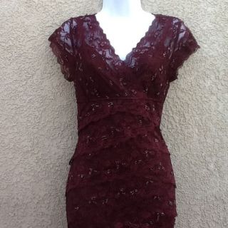 Marina Petite Dress, Cap Sleeve Lace Beaded sz ( 10p ) $179 NWT