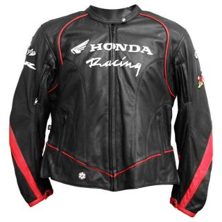 Honda Racing CBR Jacket Leather Ladies Womens Red Black Size Large L 