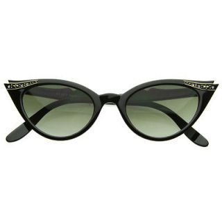 SALE Elegant 50s Vintage Womens Fashion Rhinestone Cat Eye Sunglasses 