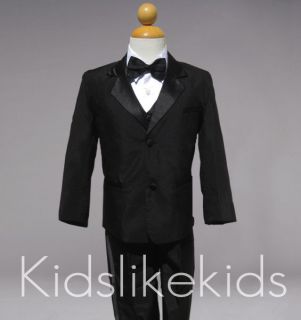   Formal Black Tuxedo With BOW TIE VEST Size 2T 20 Special Occasions