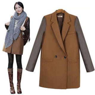 wool coat leather sleeves in Coats & Jackets