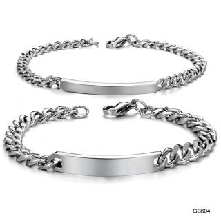 Stainless steel couple bracelet link chain set bangle pair for her 