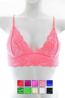 Stretch Floral Lace Bralette Top Sheer UN PADDED UN LINED MULTI 