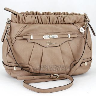 New GUESS Purse Womens Handbag Zani Top Zip Crossbody Bag Tan Logo Sac 