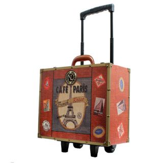   Lee USA. Vintage(**CAFE PARIS**) Luggage Bag. Trunk. Rolling Suitcase