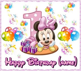 Minnie Mouse 1st Birthday Frosting Sheet Edible Cake Topper
