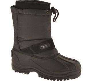 Totes Flurry Kids Youth Boys Black Insulated Winter Snow Duck Boot 