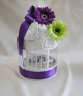 Purple Wedding Birdcage Card Holder Bird Cage Centerpieces Reception 