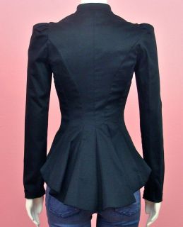 Betsey Johnson Black Tail Peplum Cotton Suiting Lulu Jacket Bustle