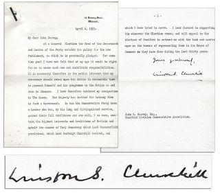 Winston Churchill Announces Resignation Letter Signed