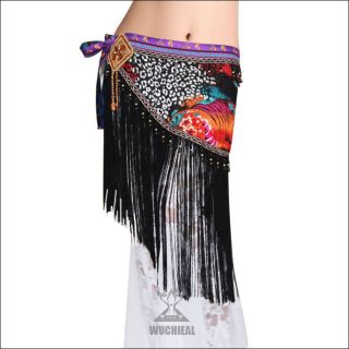 Brand New Tribal Belly Dance Hip Scarf Belt with black fringes 