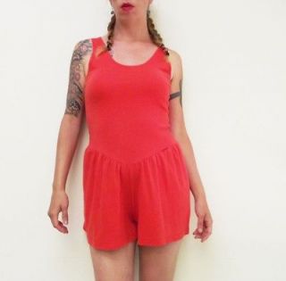 RAD 80s Vtg Red Tank Top Sexy Shorts Romper Jumper Playsuit Jumpsuit s